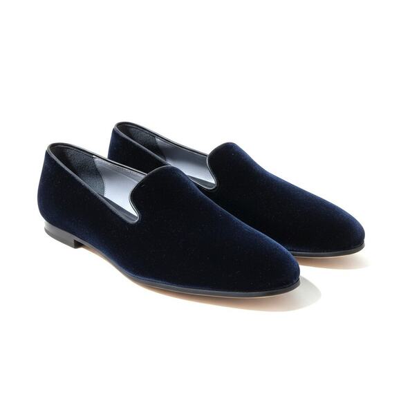 To Boot New York Lucca Velvet Loafers Mens Size 11 M Navy Blue Leather Italy